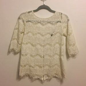 Zara Cream Lace Top Sz S